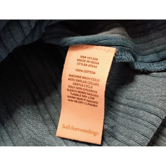 Women's Boho Hippie Turquoise Blue l/s Soft Surroundings Top Y2K Oversized Small - Picture 4 of 9